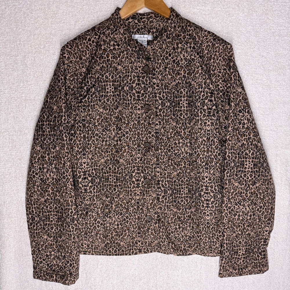 Natalie & Me Petite Women's XL Leopard Print Quilted Jacket Animal Print
